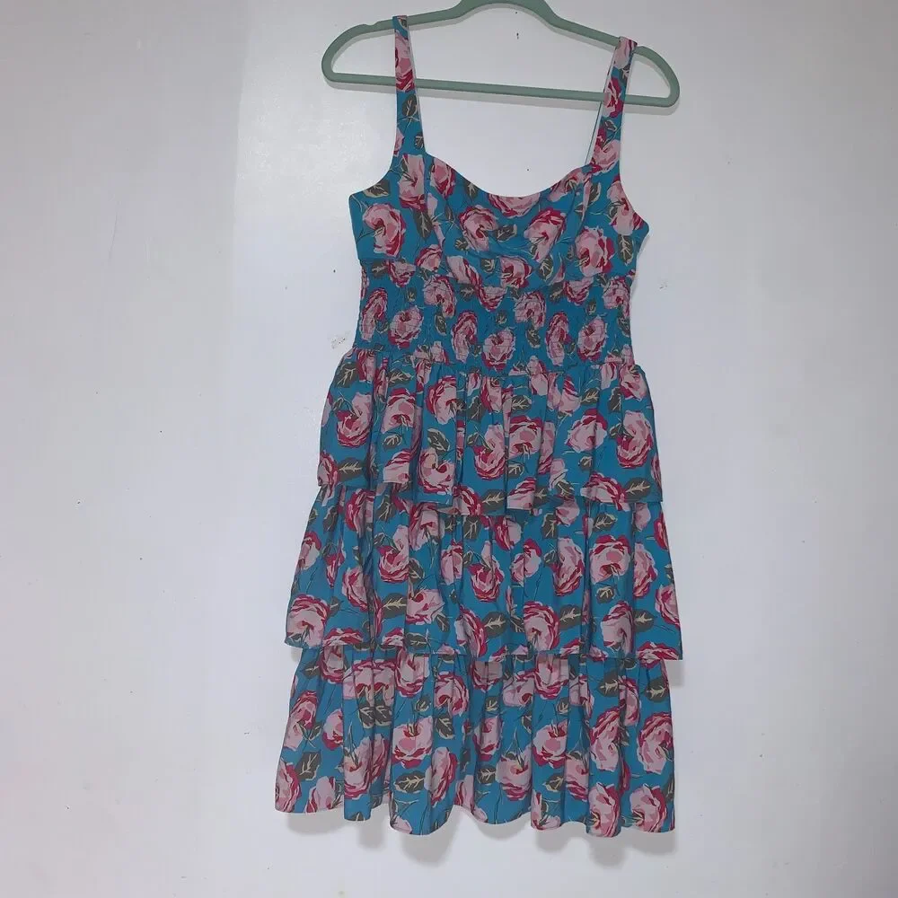 Betsy Johnson ruched back floral sundress size 12, floral chic summer dress - Picture 1 of 10